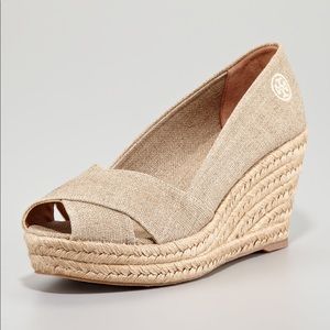 Tory Burch Peep Toe Wedge Espadrilles